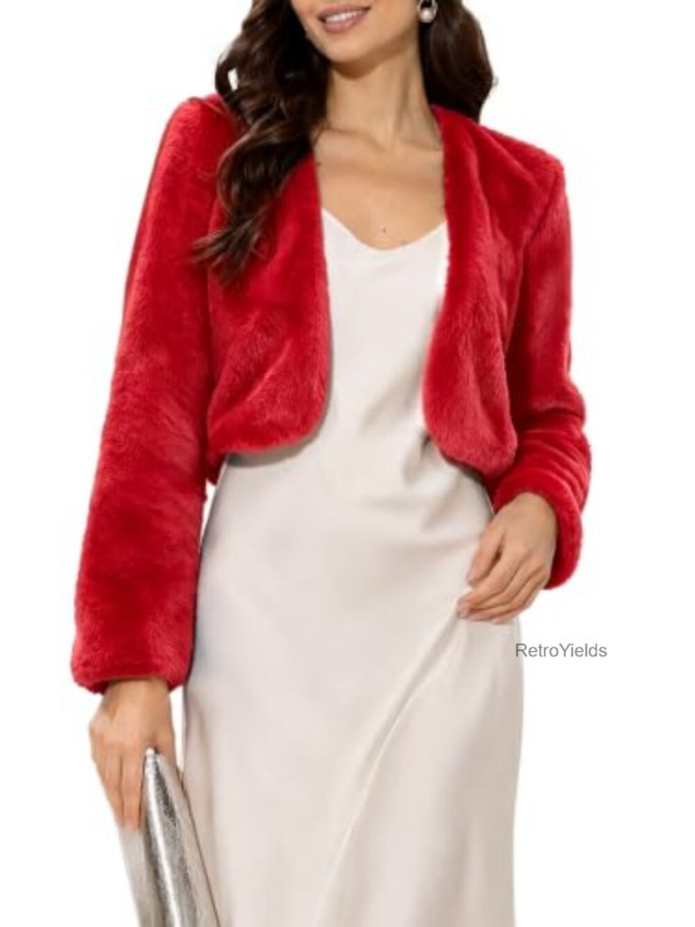 Faux Fur Cropped Shrug Bolero Jacket Wedding Guest Formal